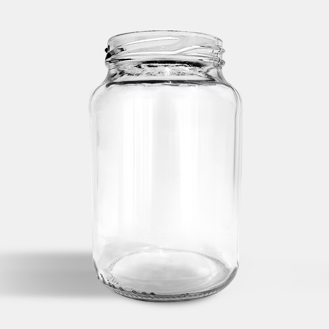 Pote de vidro Conserva 600 ml aberto, sem tampa, packshot em fundo neutro, pronto pra ser esterilizado e reutilizado